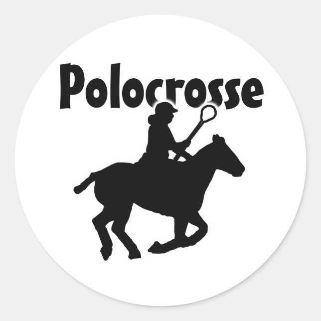 Polocrosse (silhouette) classic round sticker (Front)