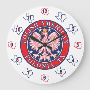 Polonia Texas Polish American Eagle Large Clock