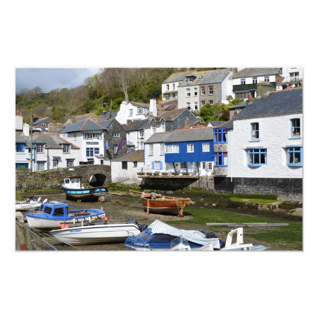 Polperro Cornwall England Low Tide Photo Print (Front)