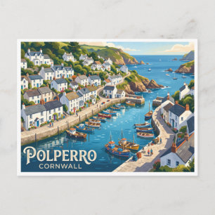 Polperro Harbour England Postcard
