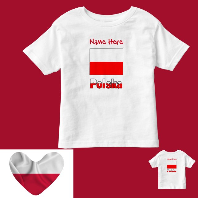 Polska and Polish Flag Red Personalisation  Toddler T-Shirt (Creator Uploaded)