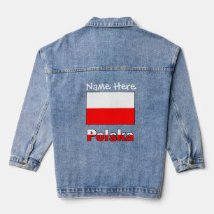 Polska and Polish Flag White Personalisation Denim Jacket