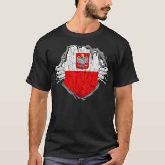 Polska Chest Poland Eagle Polish Flag Roots Polish T-Shirt