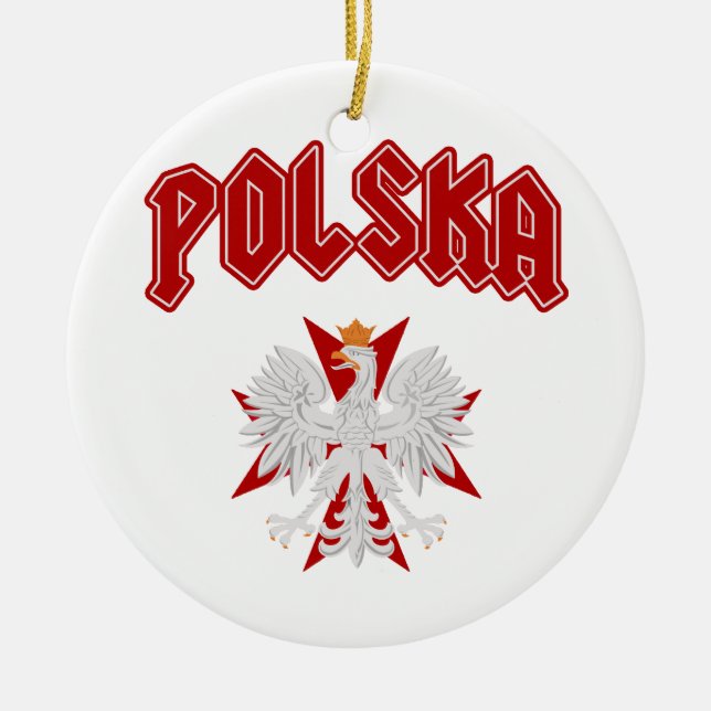 Polska Eagle Cross Ceramic Ornament (Front)