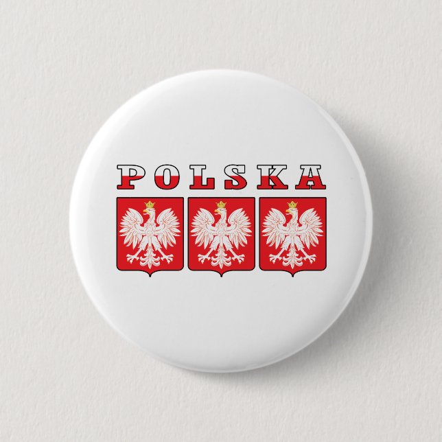 Polska Eagle Flag Shields 6 Cm Round Badge (Front)