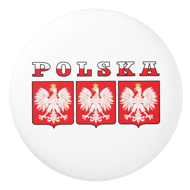 Polska Eagle Flag Shields Ceramic Knob (Front)