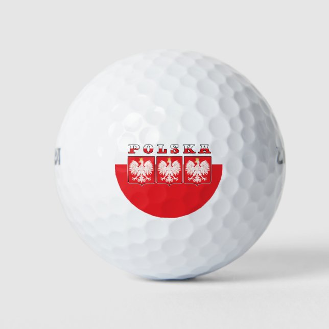 Polska Eagle Flag Shields Golf Balls (Front)