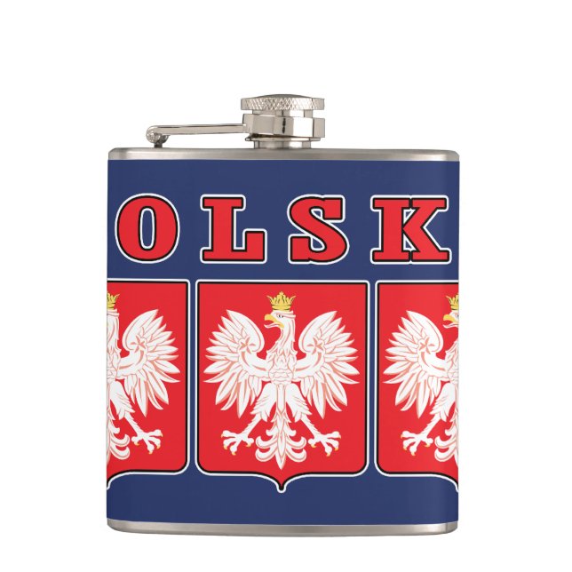 Polska Eagle Shields Hip Flask (Front)