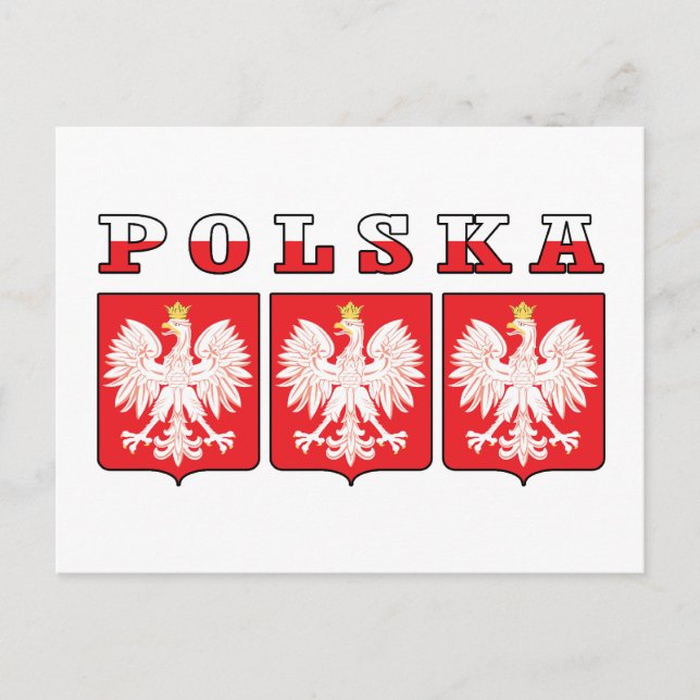 Polska Eagle Shields Postcard (Front)