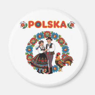 Polska Folk Couple Łowicz Art Magnet