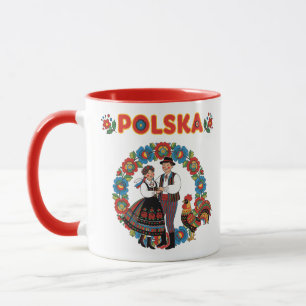 Polska Folk Couple Łowicz Art Mug