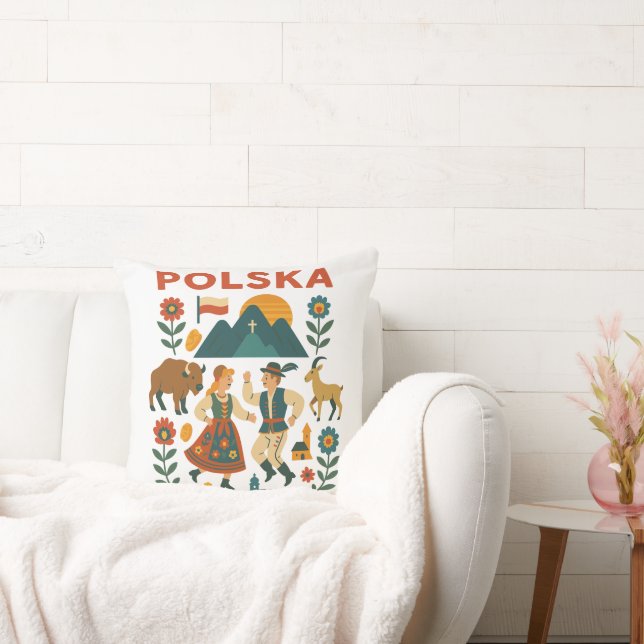 Polska Folk Mountain Flat Art Cushion (Couch)