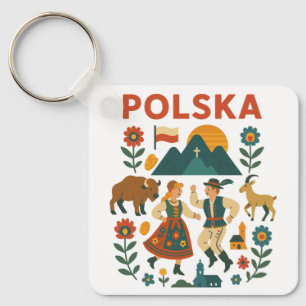 Polska Folk Mountain Flat Art Key Ring