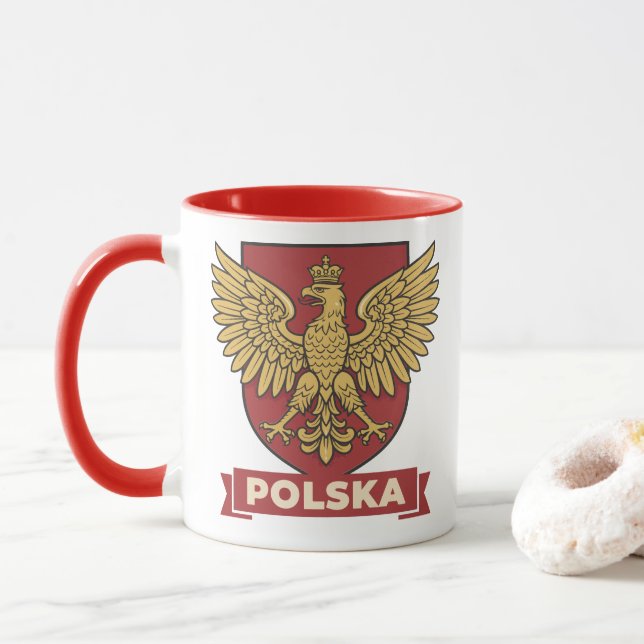 Polska Golden Eagle Heraldic Mug (With Donut)