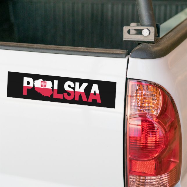Polska Poland Flag Map Lettering Bumper Sticker (On Truck)