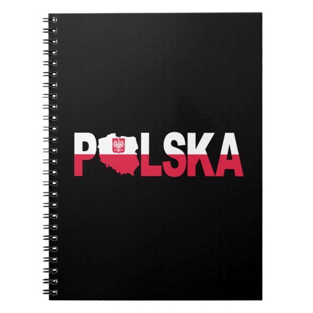 Polska Poland Flag Map Lettering Notebook (Front)