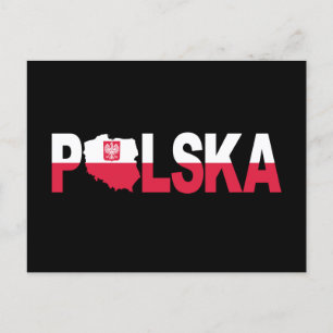 Polska Poland Flag Map Lettering Postcard