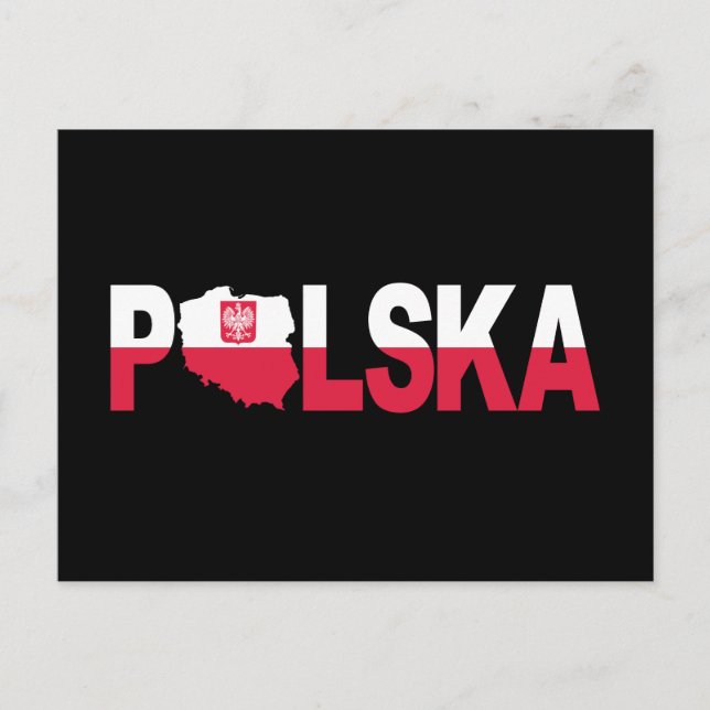 Polska Poland Flag Map Lettering Postcard (Front)