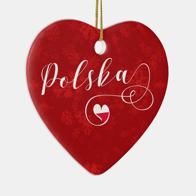 Polska Poland Heart, Christmas Tree Ornament (Right)