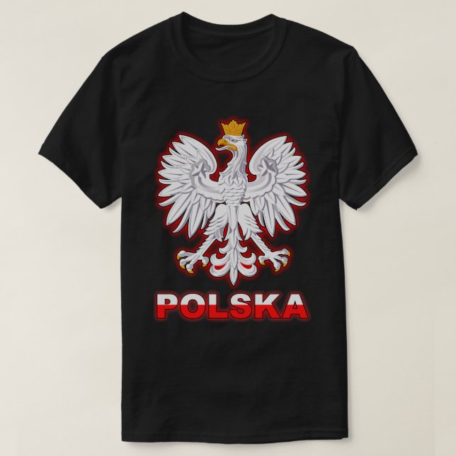 Polska Polish Coat of Arms White Eagle T-Shirt (Design Front)