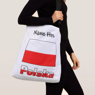 Polska Polish Flag Black Personalisation Crossbody Bag