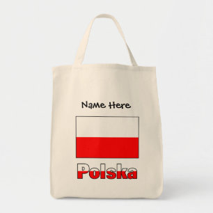 Polska Polish Flag Black Personalisation  Tote Bag