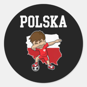 Polska Soccer Poland Polish Dabbing Footbyll  Classic Round Sticker
