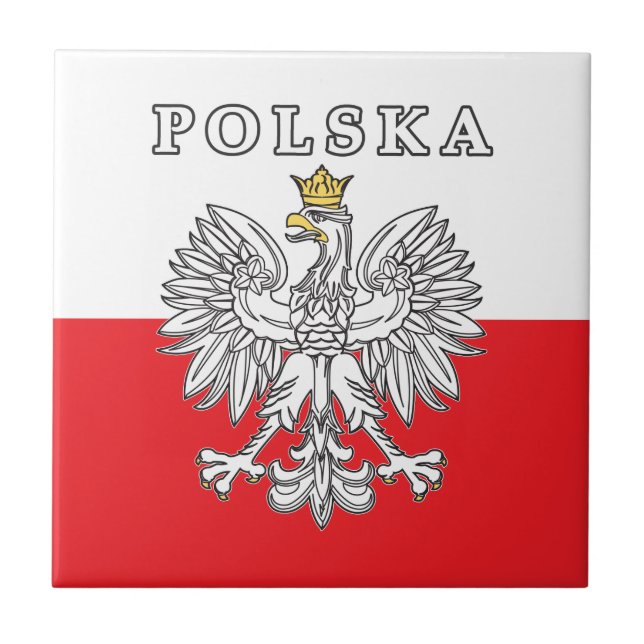 Polska With Polish Eagle Ceramic Tile (Front)