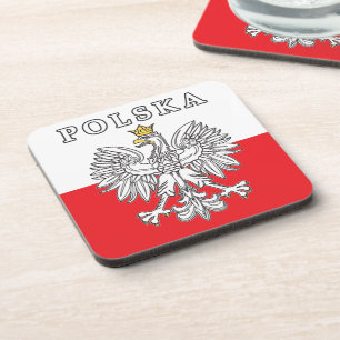 Polska With Polish Eagle Coaster
