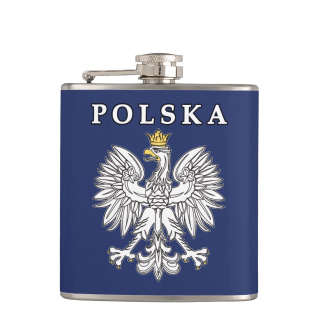Polska With Polish Eagle Hip Flask (Front)