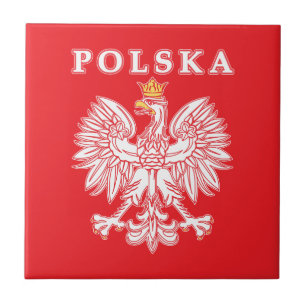 Polska With Red Polish Eagle Ceramic Tile