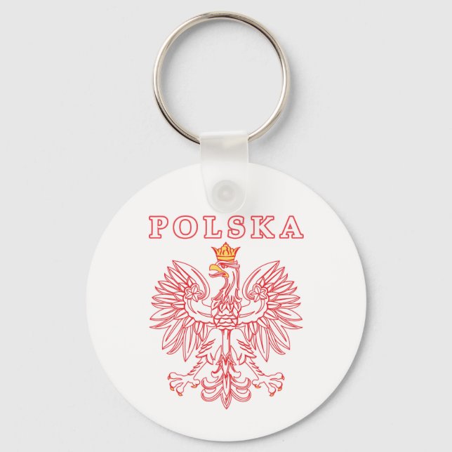 Polska With Red Polish Eagle Key Ring (Front)