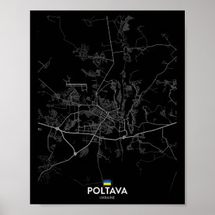 Poltava Ukraine City Map Travel Souvenir Hometown Poster