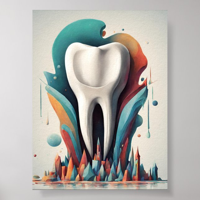 Poly chromatic Tooth Art Poster (Front)
