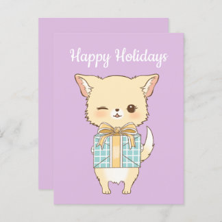 Poly-Pom Happy Holidays Winking Golden Pom Postcard