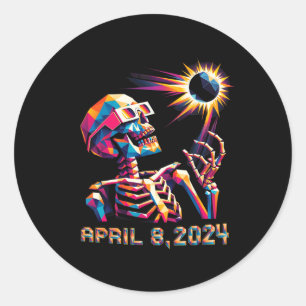 Poly Total Eclipse April 8th 2024 Skeleton Classic Round Sticker