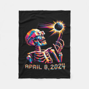 Poly Total Eclipse April 8th 2024 Skeleton Fleece Blanket
