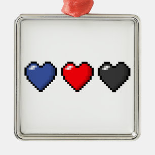Polyamorous Pixel Hearts Metal Ornament