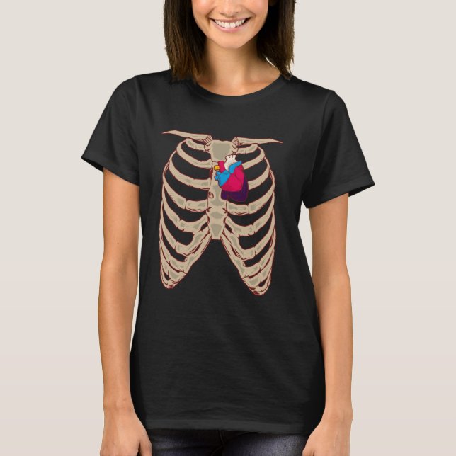 Polyamorous Pride Flag Rib Cage Polyamory Polyamor T-Shirt (Front)