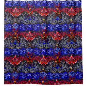 Polyamory Dragon Damask in Poly Pride Flag Colors Shower Curtain