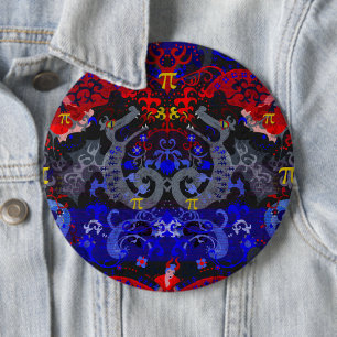 Polyamory Dragon Damask in Poly Pride Flag Colours 6 Cm Round Badge