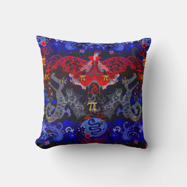 Polyamory Dragon Damask in Poly Pride Flag Colours Cushion (Front)
