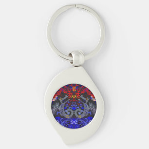 Polyamory Dragon Damask in Poly Pride Flag Colours Key Ring