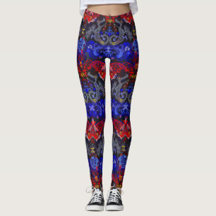 Polyamory Dragon Damask in Poly Pride Flag Colours Leggings