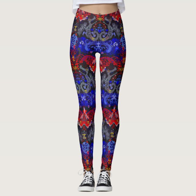 Polyamory Dragon Damask in Poly Pride Flag Colours Leggings (Front)