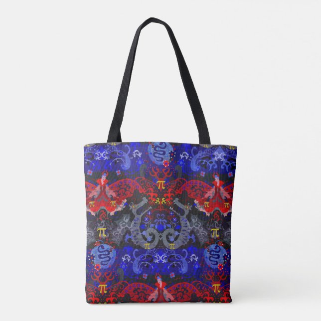 Polyamory Dragon Damask in Poly Pride Flag Colours Tote Bag (Back)
