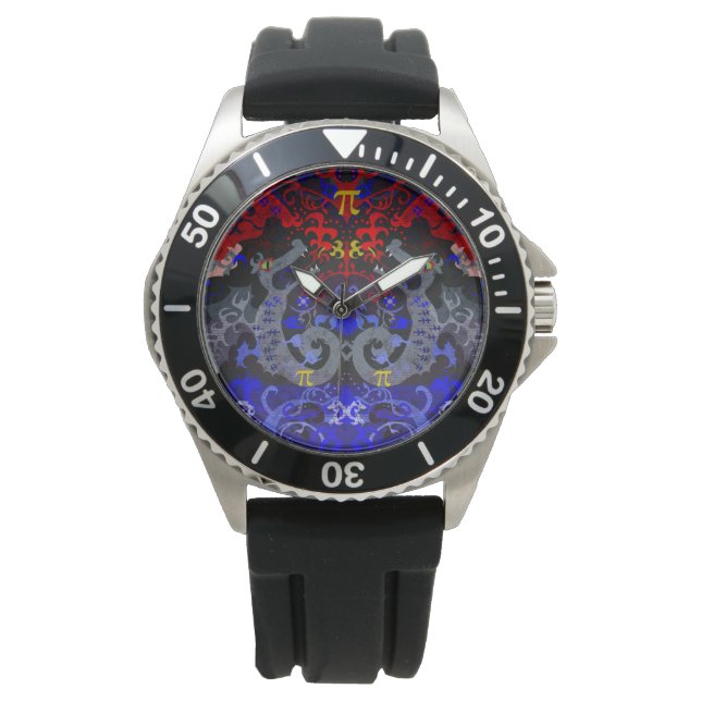 Polyamory Dragon Damask in Poly Pride Flag Colours Watch (Front)