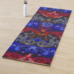 Polyamory Dragon Damask in Poly Pride Flag Colours Yoga Mat
