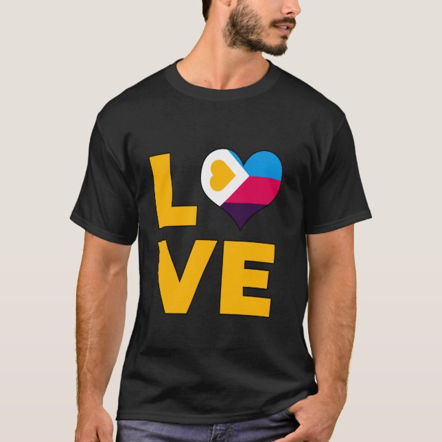 Polyamory Flag Love Heart Polyamorous T-Shirt (Front)