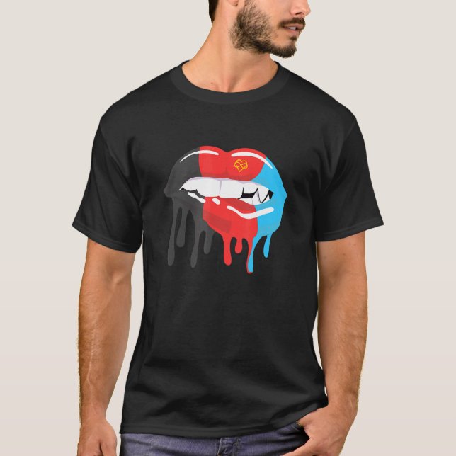 Polyamory Flag Mouth Poly Pride Lgbtq Lips T-Shirt (Front)